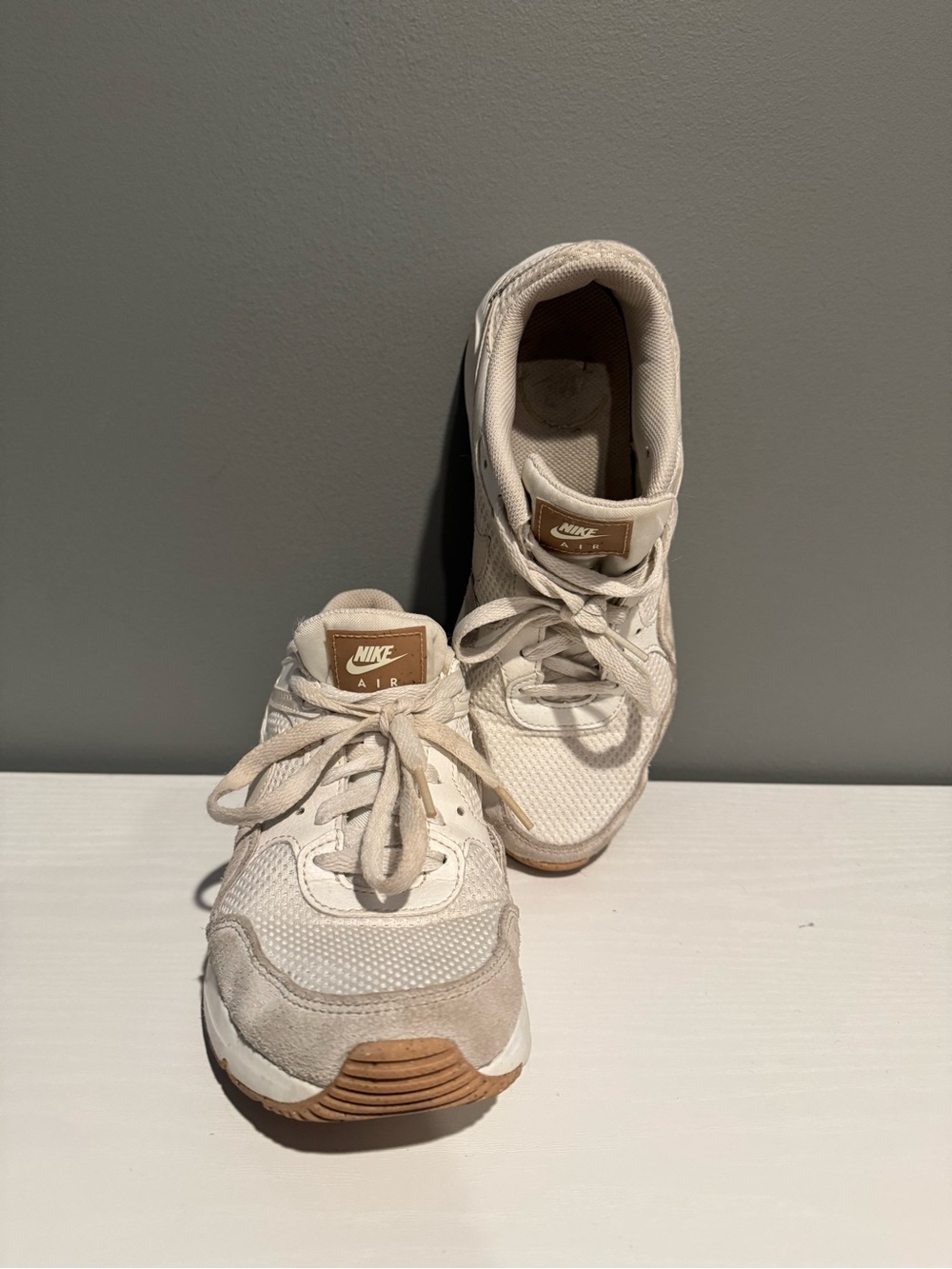 Nike Air Max SC Cream White and Tan Mesh Suede Sneakers